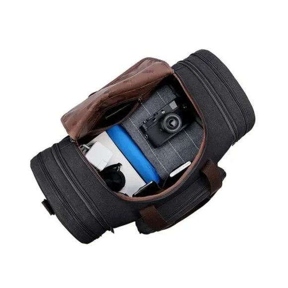 𝅺NEW Canvas Travel Bag for Men Black - Picture 5 of 7